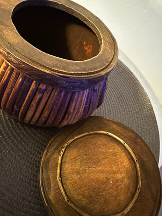 Basket Wood-Bamboo Round w/lid MTS|131308