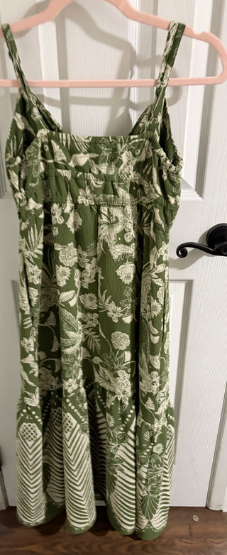 Women's Sofia Vergara Medium Olive Hawaiian Floral Maxi Dress RCD|158816