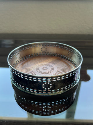Silver plated wine bottle coaster|70822