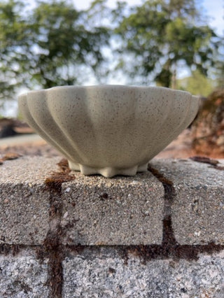 Vintage Oval Stoneware Ruffle Bowl (11.5 x 7.6 inch)