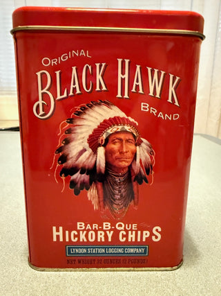 Vintage Black Hawk Bar-B-Que Hickory Chips Tin RSV|89389