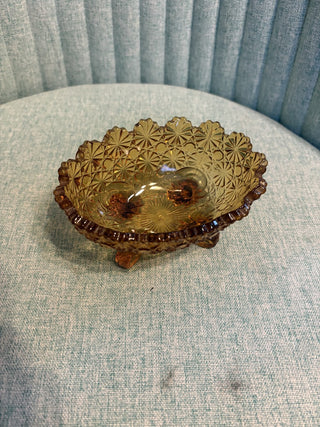 Fenton Daisy and Buttons Amber Footed Bowl - MTS