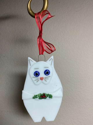 Art Glass Christmas Cat Signed by VB RSV|138305