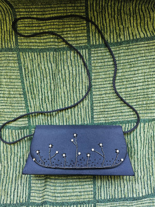Vtg Blk Cyrstal & Rhinestone Clutch Bag MTS|101910