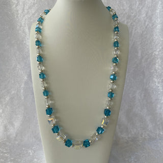 beaded necklace, blue cubes RSV