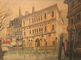 1970s Painting Venice on Cardboard w/ metal frame RSV|72164