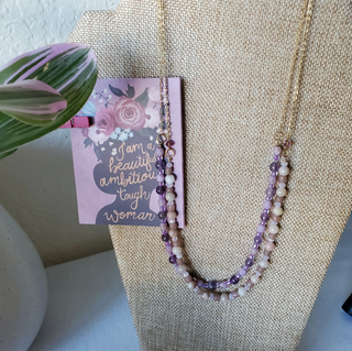 bri.craftique - Pink Opal & Glass Beaded Necklace (BRI) - MTS|130137