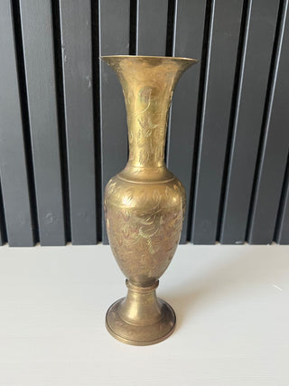 Vintage brass etched vase RSV|100025