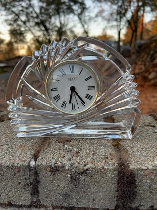 JP vintage Mikasa lead crystal mantel or desk clock