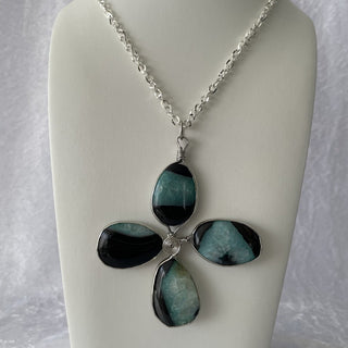 chain necklace w/ XL 4 natural stones pendant RSV