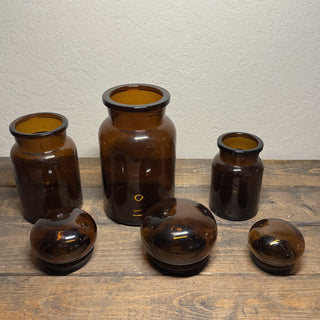 Set of 3 Vintage Belgian Apothecary Jars * MTS