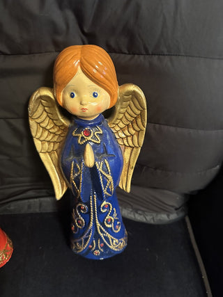 Vintage Christmas Praying Angels Paper Mache Big Eyes Rhinestone MCM #62 VV MTS|139848