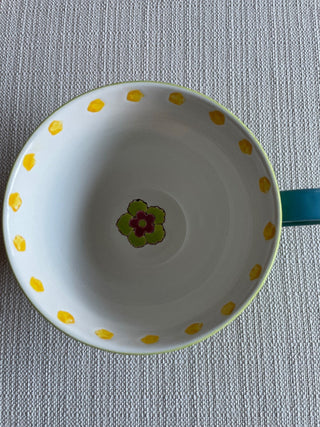 Dutch Wax hand painted ceramic mug green floral RSV