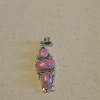 .925 3 stone pink cotton candy dahlia pendant