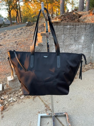 Botkier New York Bond Black Nylon Tote Bag with Vegan Leather Trim