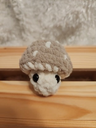 Mushroom Fidget Popper: Crocheted tan, cream colored