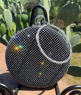 Ebony Rhinestone Round Clutch RCD|73185