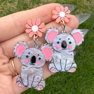 Koala Earrings w/Flower|51763