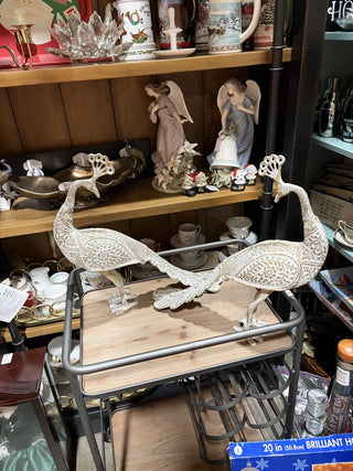 Pair of Large, Metal Peacock Statues RCD (For Pickup Only)