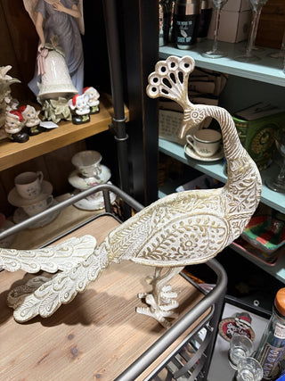 Pair of Large, Metal Peacock Statues RCD (For Pickup Only)
