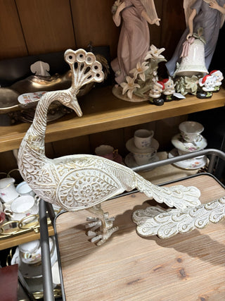 Pair of Large, Metal Peacock Statues RCD (For Pickup Only)