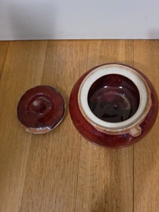 RF Heavy Red Drip Glaze Pottery Lidded Jar