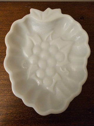 Milk Glass Grape Dish