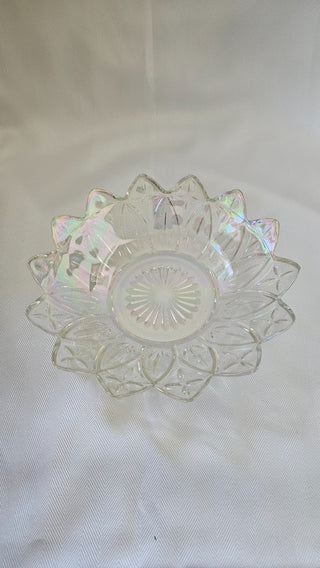 Federal glass iridescent lotus bowl 8"|92230