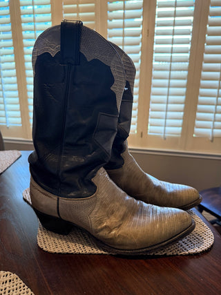Justin Nevada Lizard Boots Gray/Navy Blue Size 9 RSV|105330