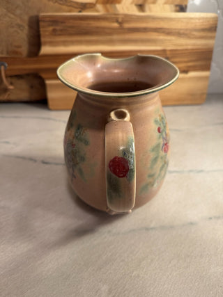 Folsom Clouds Pitcher and toothpick holder brown with abstract flowers|107087