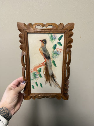 Vtg Framed Mexican Folk Feather Art RSV
