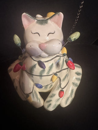 2002 Annaco By Amy Lacombe Signed Whimiclay Ceramic Christmas cat Sparkie #62 VV MTS|126238