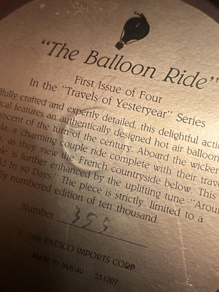 Enesco "The Balloon Ride" Hot Air Balloon, Around the world in 80 days Music Box  VV MTS