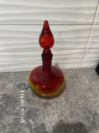 MCM Handblown Amberina Decanter, Flame Stopper RSV|66489