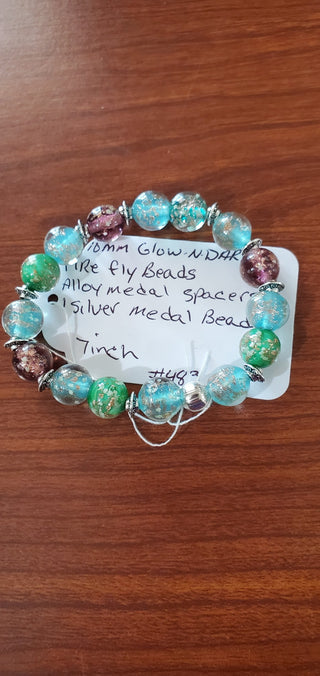 Bracelet #483  10mm Fire Fly glow in the dark beads|63891