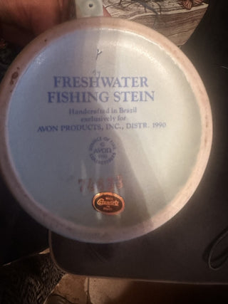 Avon Vintage 1990's Blue Fishing Stein Trout Bass Pike Bonefish Salmon Blue Gill #47 VV MTS|135544