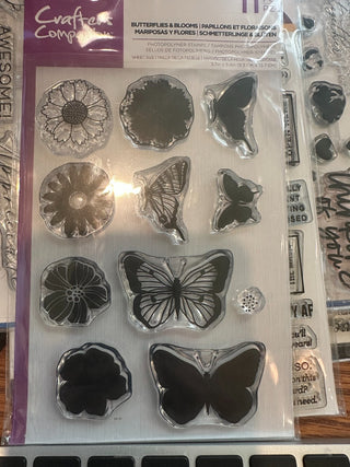 Crafters Companion "Butterflies & Blooms" clear stamp set (11 piece) RCD|103772
