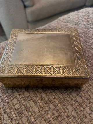 Brass with wood lining storage box|44368