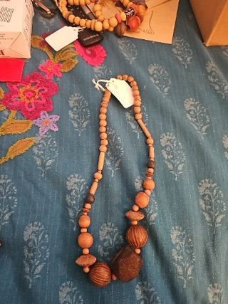 AD Chunky Wood Bead Necklace