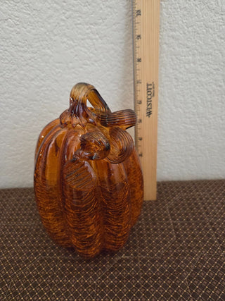 Hand-Blown Amber Glass Pumpkin, RCD|108457