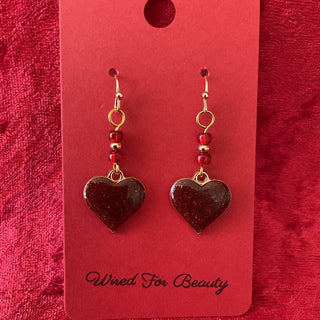 sparkly red Valentine earrings RSV