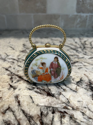 Antique French Limoges Handbag Trinket/Pill Box RCD