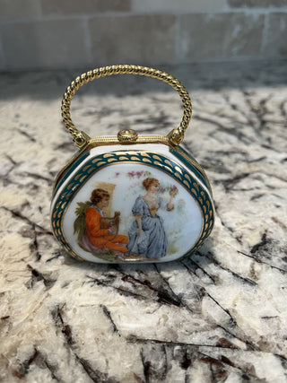 Antique French Limoges Handbag Trinket/Pill Box RCD