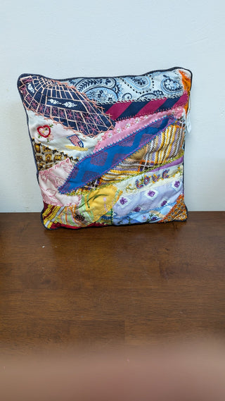 Vintage Handmade Crazy Quilt Pillow RSV