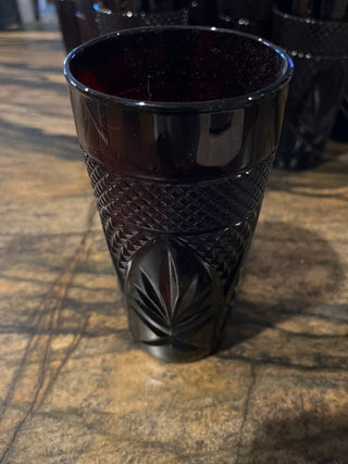 Antique Ruby Red Pattern Tumbler By Cristal D'Arques-Durand Luminarc France. RSV|125154