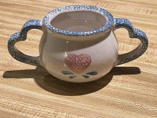 Vtg Open Sugar Bowl Heart Spongeware--SP MTS