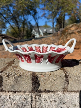 KW 9.75” Antique Reflections collection by I. Godinger & Co., "Dress Me Up" or ribbon-trim candy/serving dish