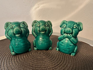 Hear See Speak Pig set 3 Ceramic  MTS
