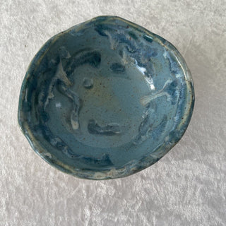 handmade blue small pottery dish RSV