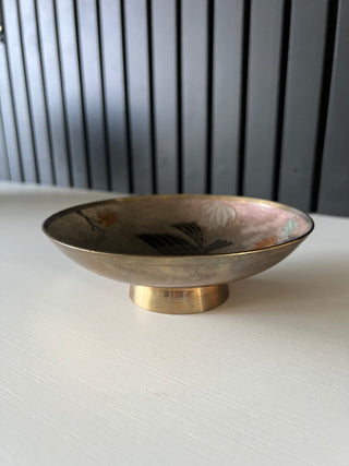 Brass enamel crane bowl RSV|121793